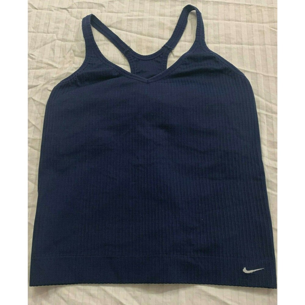 NIKE DRI FIT SEAMLESS SANS COUTURE WOMENS ATHLETIC SHIRT WITH BUILT BRA SIZE S/M